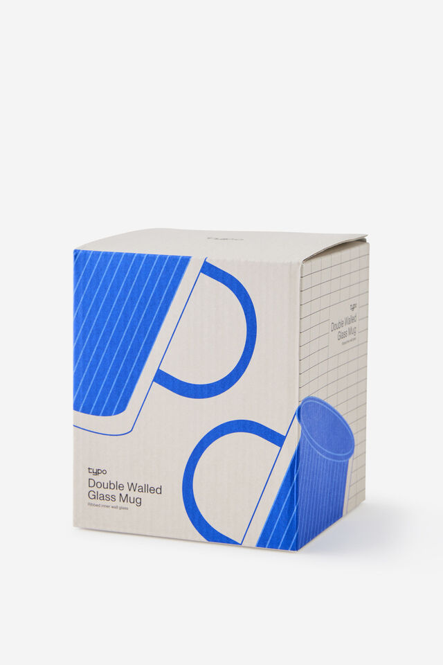 Double Walled Glass Mug, BERRY BLUE