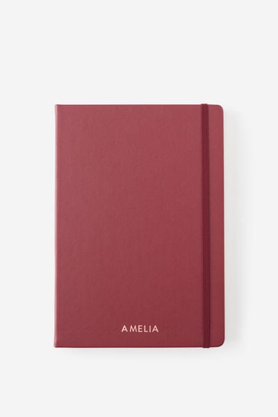 Personalised Metro B5 Hard Lined Notebook, Cabernet