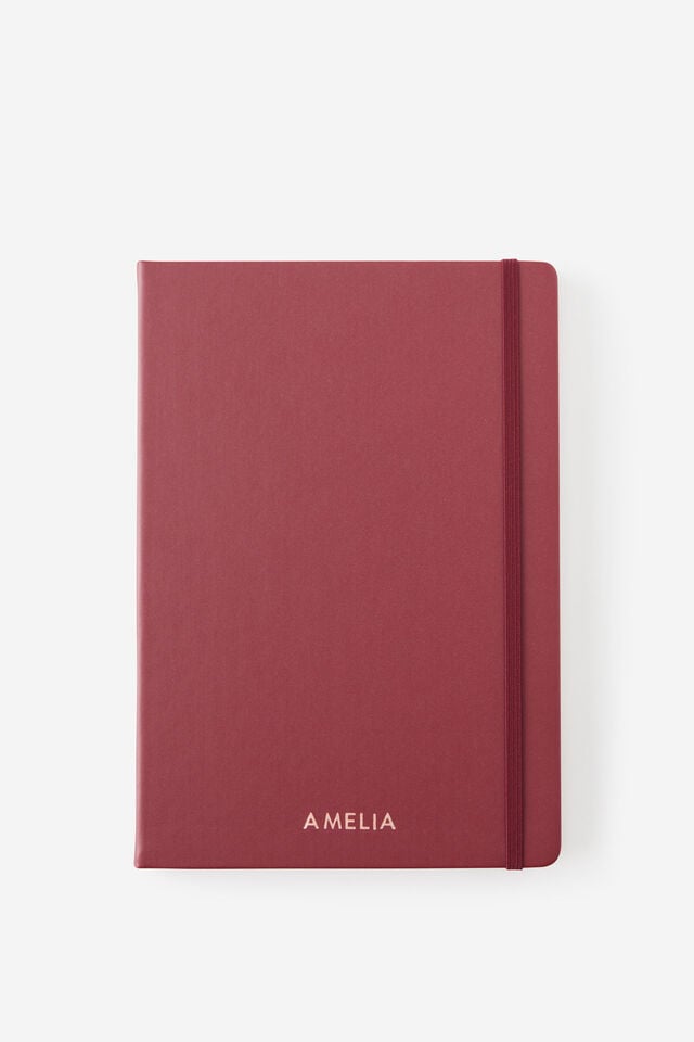 Personalised Metro B5 Hard Lined Notebook, Cabernet
