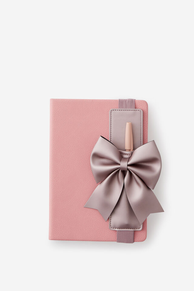 Novelty Notebook Pen Pouch, METALIC LILAC BOW