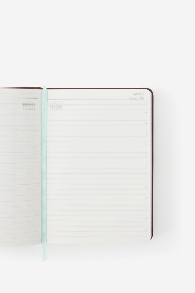 2027 B6 Daily On Schedule Diary, ESPRESSO/MINTY