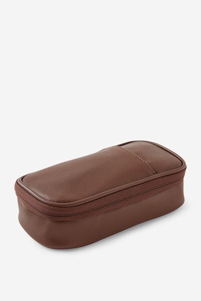 Hybrid Pencil Case, ESPRESSO SAFFIANO