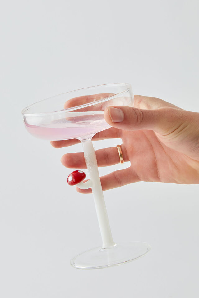 Novelty Cocktail Glass Set Of 2, MUSHROOMS