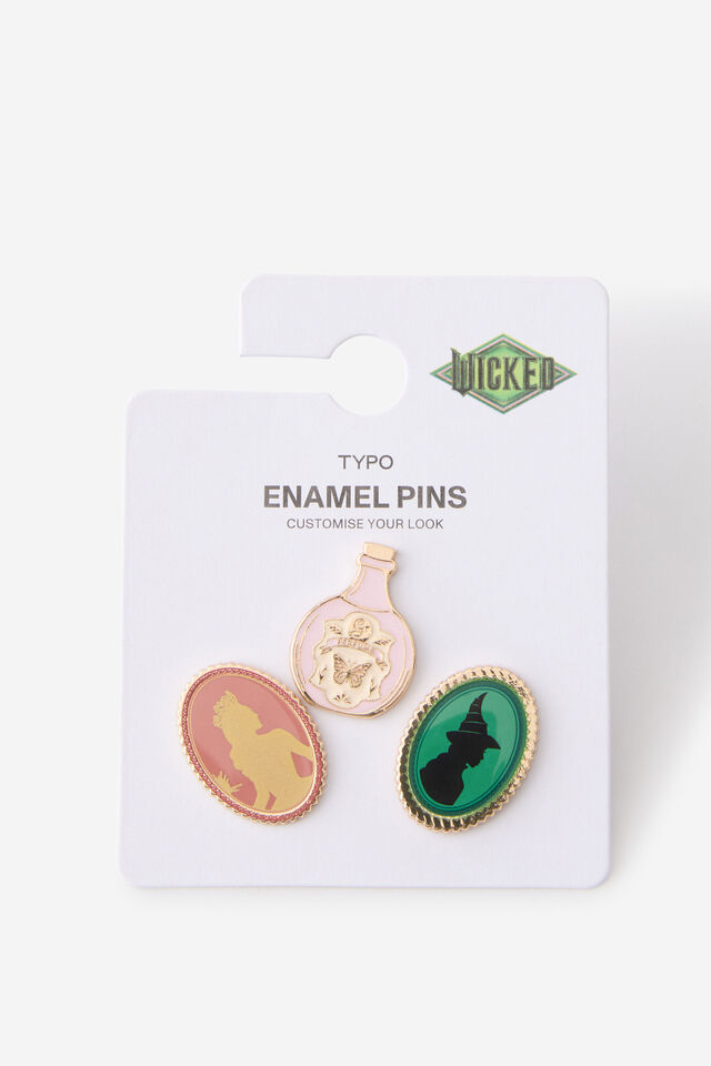 Collab Enamel Pins 3Pack, LCN UNI/WICKED