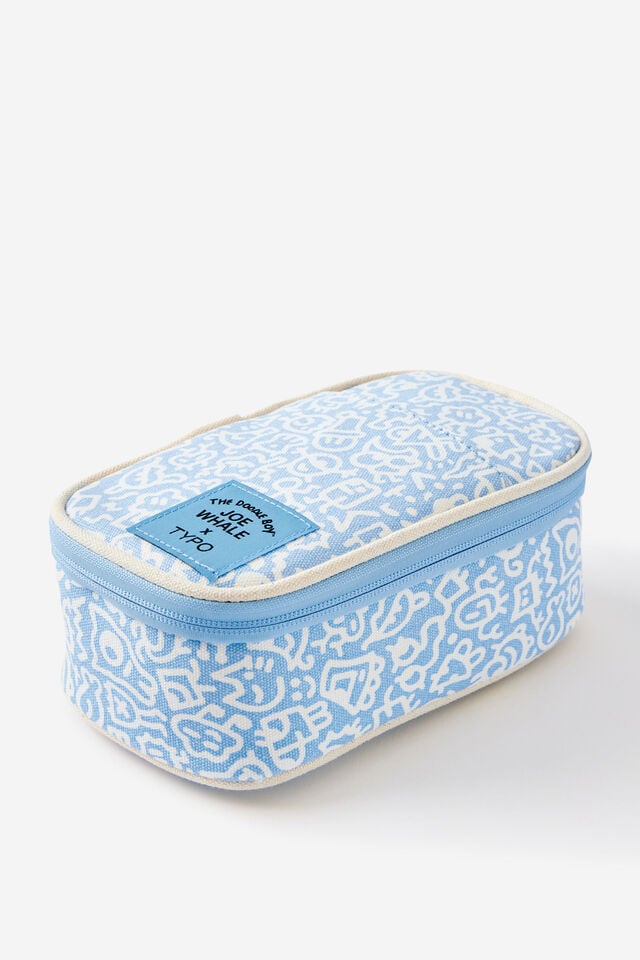 Lcn Arlow Canvas Pencil Case, LCN DOO DOODLE BOY / BLUE AND WHITE