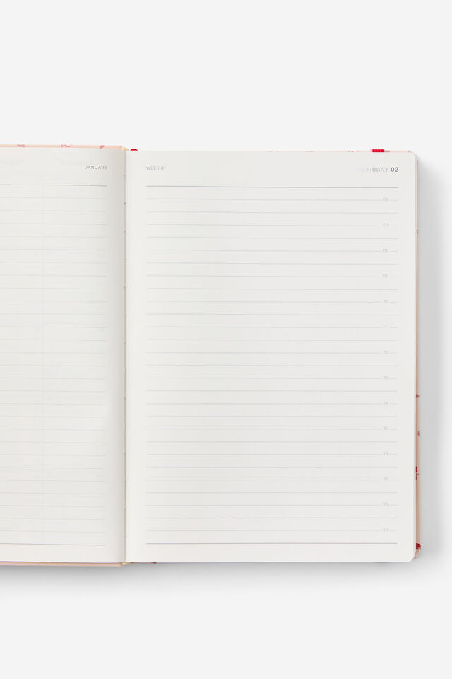 2026 B5 Daily Hard Metro Diary, Ditsy Pansy Pink Clay