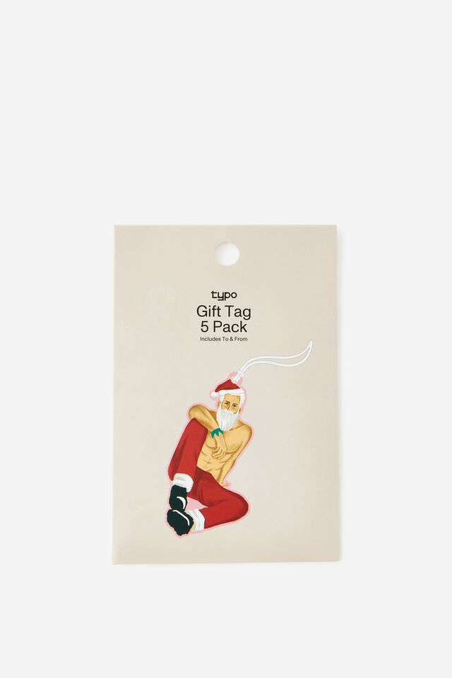 Die Cut Gift Tag 5Pk, NAUGHTY SANTA