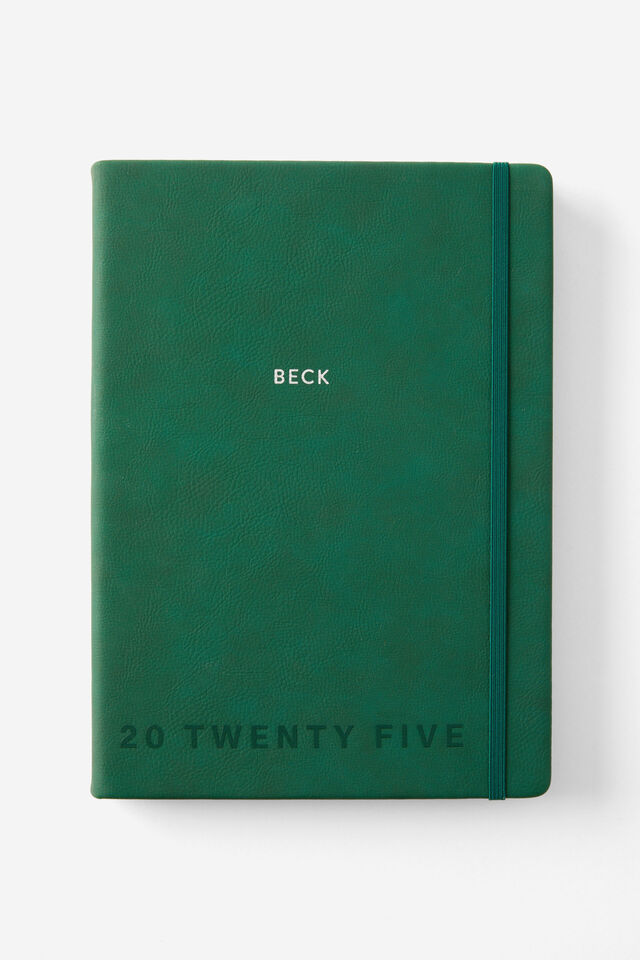 Personalised 2025 A4 Daily Buffalo Diary, HERITAGE GREEN