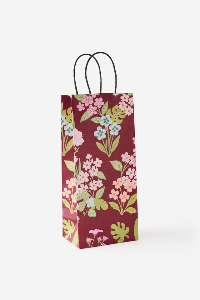 Gift Bag - Slim, CABERNET WILDFLOWER