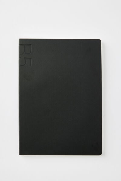 B5 Soft Cover Lined Notebook, BLACK
