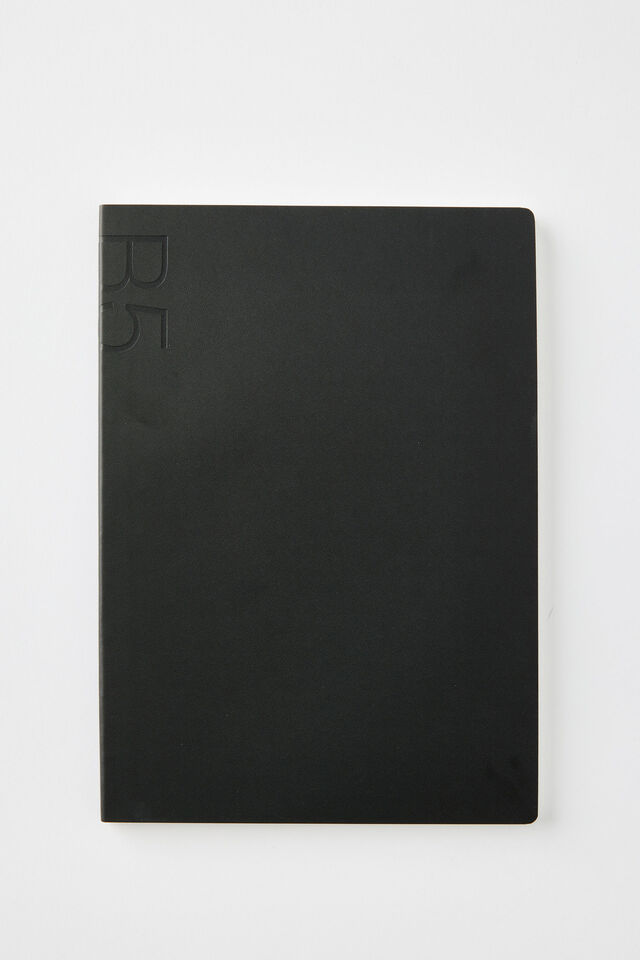 B5 Soft Cover Lined Notebook, BLACK