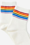 Mid Crew Socks, WHITE RAINBOW STRIPE - example image 3