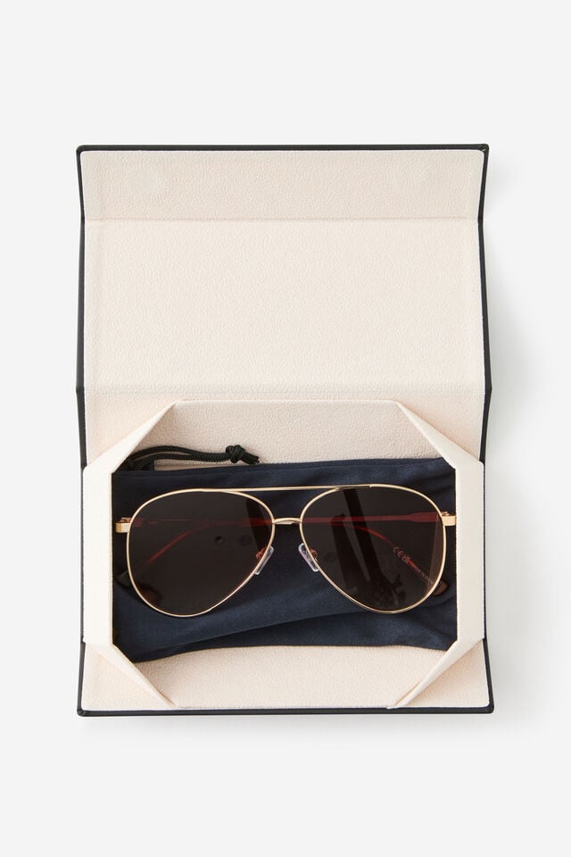 Sleeko Sunglasses, GOLD AND BROWN