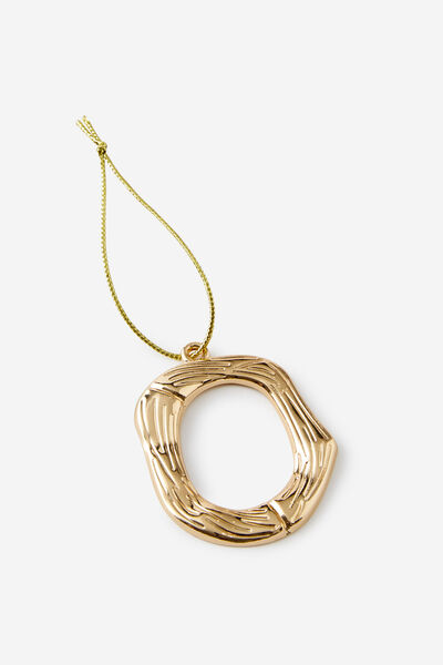 Metal Alphabet Christmas Ornament, TEXTURED O
