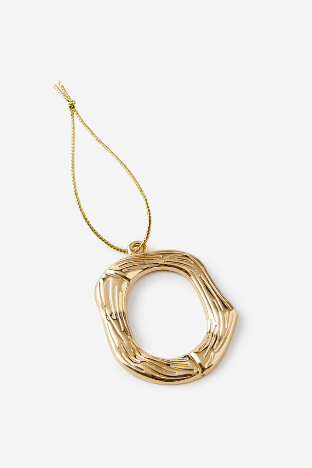 Metal Alphabet Christmas Ornament, TEXTURED O