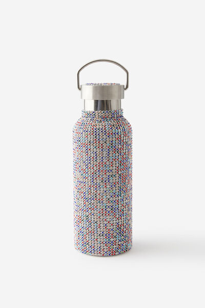 Bling It On Metal Drink Bottle, SILVER MULTI