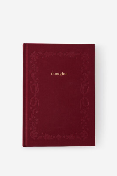 A5 Linen-Textured Lined Notebook, CABERNET