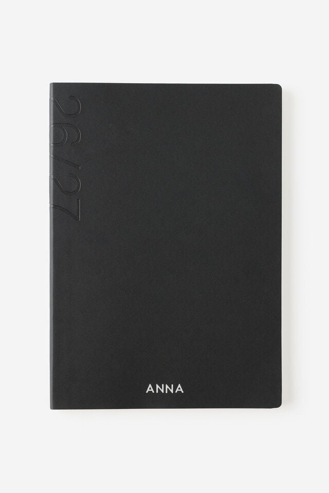 Personalised 26/27 B5 Weekly Soft Diary, BLACK