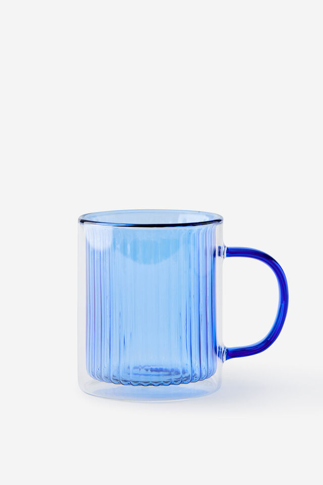 Double Walled Glass Mug, BERRY BLUE