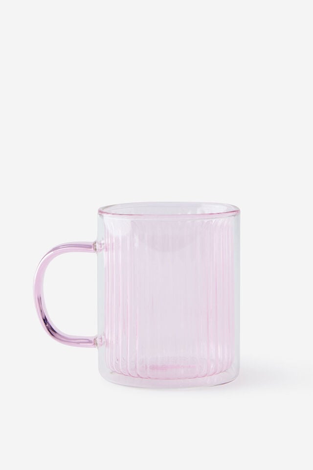 Double Walled Glass Mug, STRAWBERRY MILK