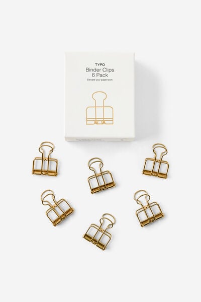 Binder Clips 6Pk, GOLD
