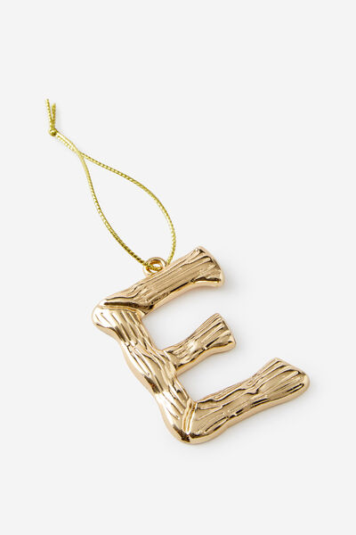 Metal Alphabet Christmas Ornament, TEXTURED E
