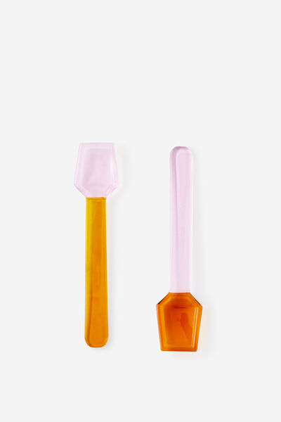 Glass Teaspoons 2Pk, BURNT ORANGE & STRAWBERRY MILK