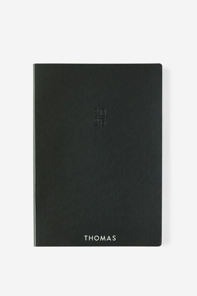 Personalised 2026 B5 Weekly Soft Metro Diary, Black