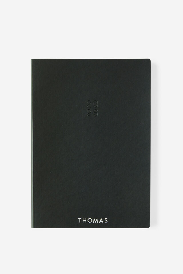 Personalised 2026 B5 Weekly Soft Metro Diary, Black