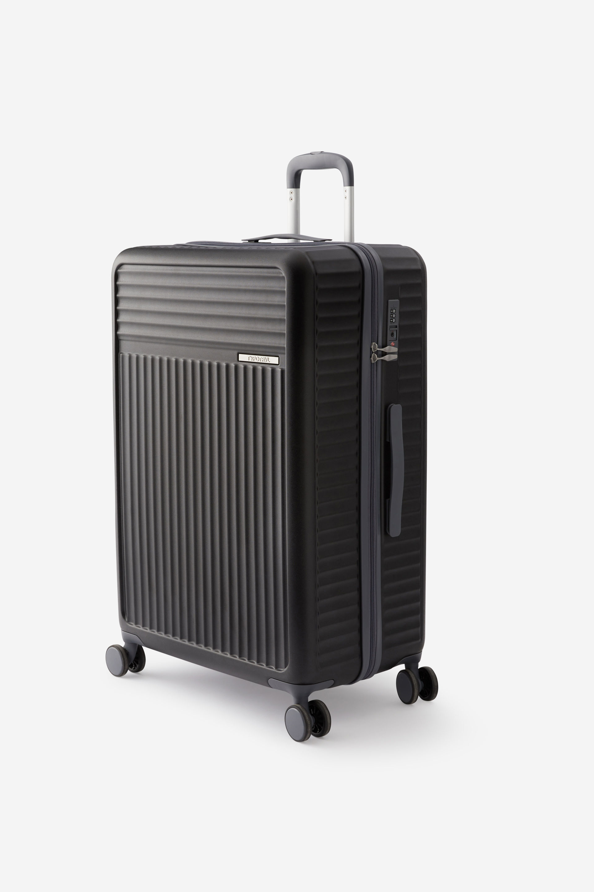 Typo Hard Shell Suitcase - Black, Spinner Wheels