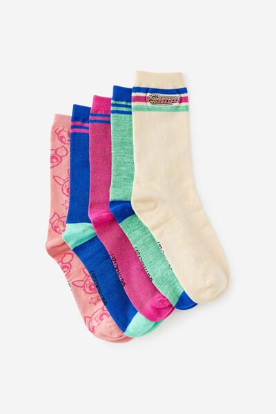 Box Of Socks, LCN WB POWER PUFF GIRLS GLITTER (S/M)