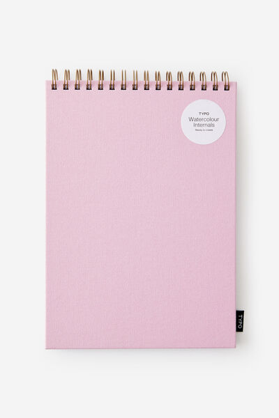 A4 Spiral Watercolour Book, BLOSSOM PINK