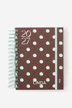 Personalised 2027 A5 Weekly Bright Days Diary, ESPRESSO POLKA - example image 1