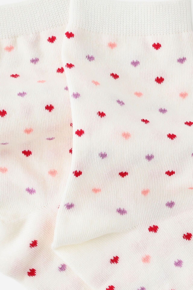 Mid Crew Socks, HEART YDG ECRU