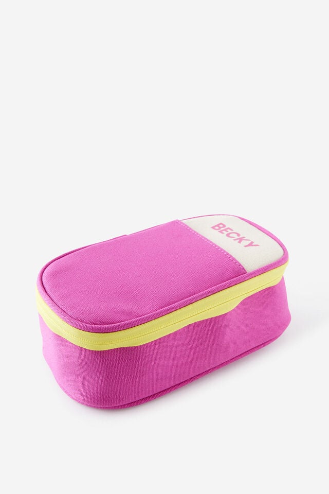 Personalised Arlow Canvas Pencil Case, POSIE LAVA RED