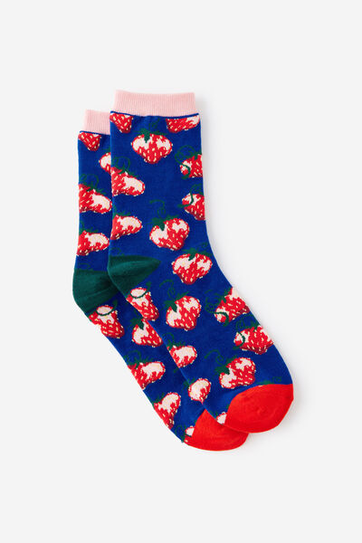 Mid Crew Socks, BERRY YARDAGE