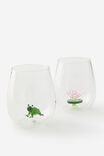 Set Of 2 Glass Icon Tumblers, POND - alternate image 1