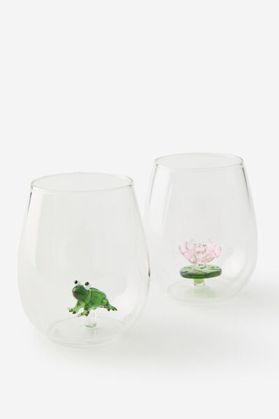 Set Of 2 Glass Icon Tumblers, POND