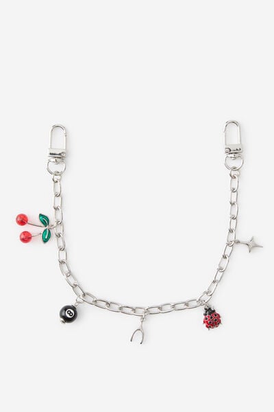 Bag Trinket Chain, LUCKY GIRL/SILVER