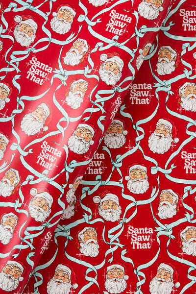 30M Christmas Wrapping Paper Roll, SANTA SAW THAT