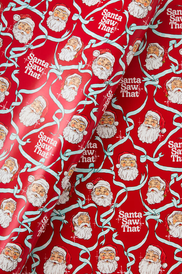 30M Christmas Wrapping Paper Roll, SANTA SAW THAT