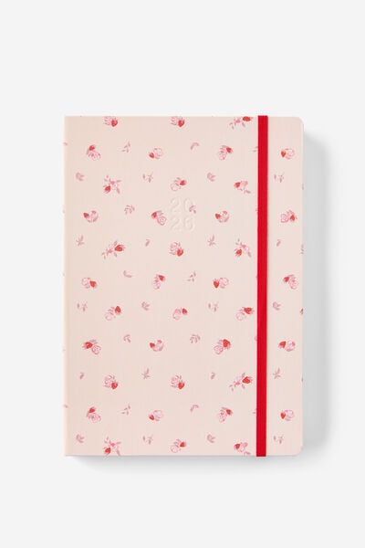 2026 B5 Daily Hard Metro Diary, Ditsy Pansy Pink Clay