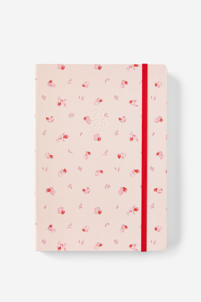 2026 B5 Daily Hard Metro Diary, Ditsy Pansy Pink Clay