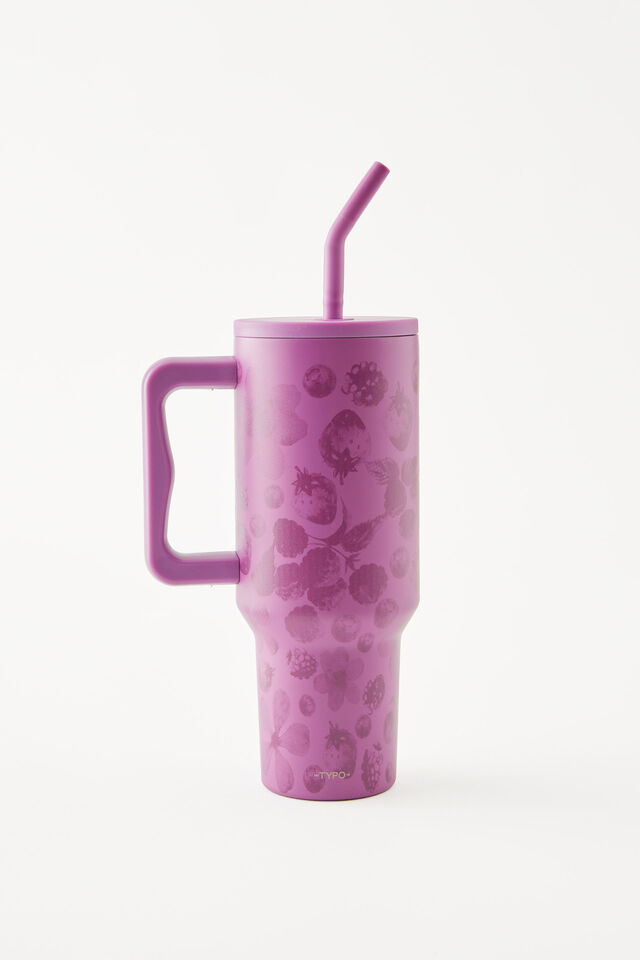 The Traveller Metal Tumbler, DIGITAL ORCHID BERRY BLOSSOM