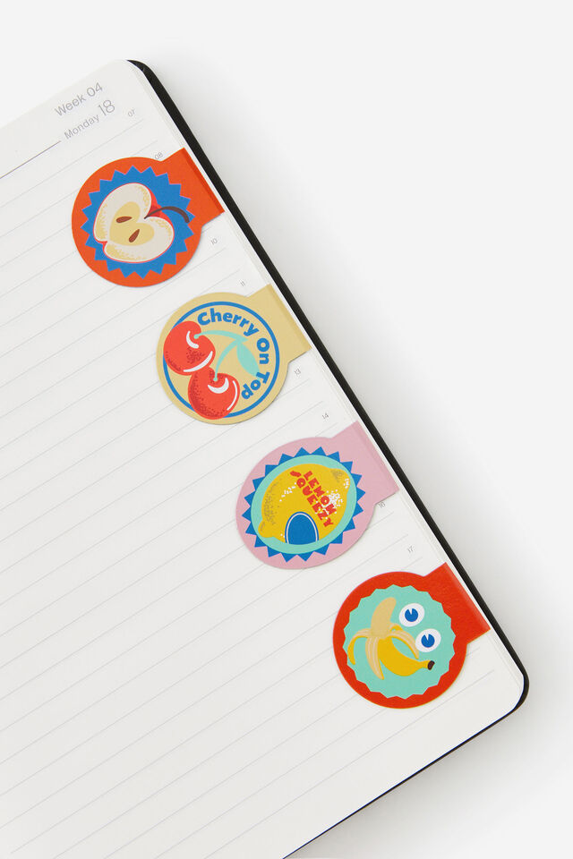 Magnetic Bookmarks 4Pk, FRUIT STICKER ICONS