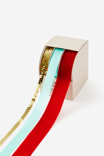 3Pc Ribbon Spool Pk 4M, KITSCH CHRISTMAS