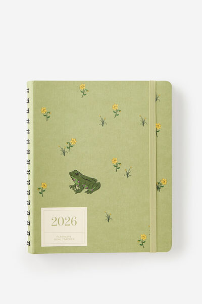 2026 Goals Weekly Planner, Bay Leaf Ditsy Frog