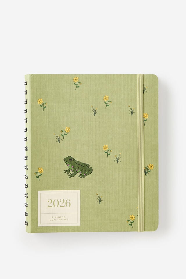 2026 Goals Weekly Planner, Bay Leaf Ditsy Frog