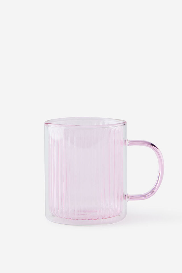 Double Walled Glass Mug, STRAWBERRY MILK