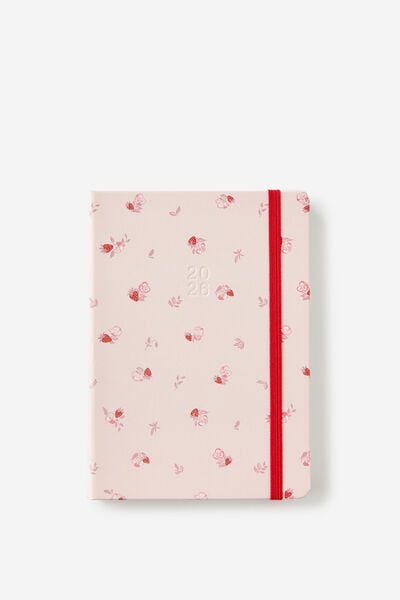 2026 B6 Daily Hard Metro Diary, Ditsy Pansy Pink Clay